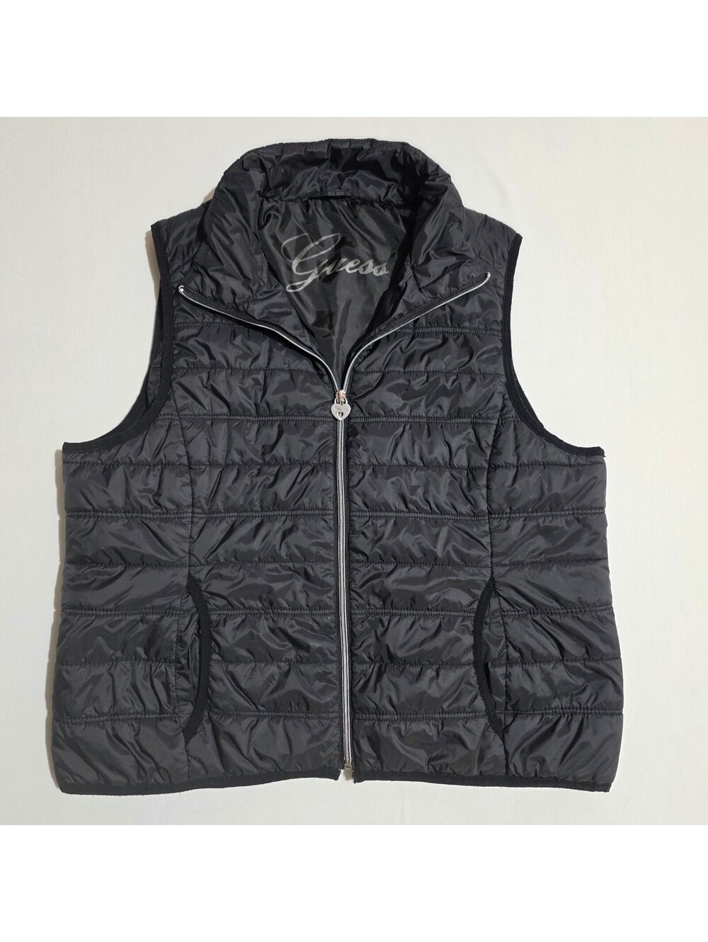 Guess Black Quilted Nylon Puffer Vest Women's XL